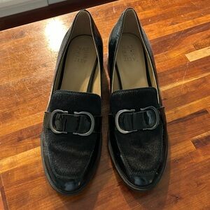 Naturalized Penny Loafer Block Heel Calf Hair 11 Medium